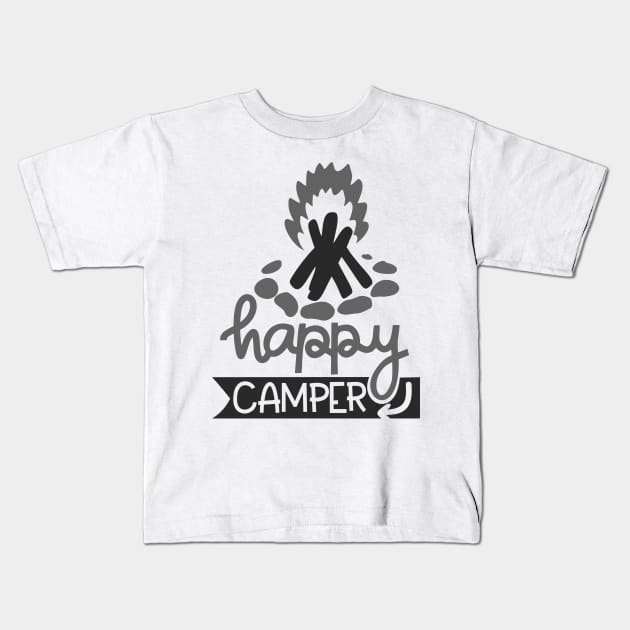 Happy Camper Outdoors Shirt, Hiking Shirt, Adventure Shirt Kids T-Shirt by ThrivingTees